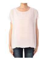 ボーダーシフォンプルオーバー/ホワイト(002)