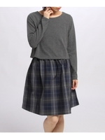 メモリーチェックドッキングワンピース/ダークグリーン(223)