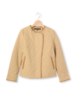 ラップ風キルティングノーカラーブルゾン/ベージュ(052)