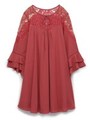 レース刺繍ワンピース/RED