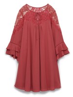 レース刺繍ワンピース/RED