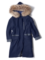 【1stline】ウール混デニム切替ミリタリーコートCL-1099/BL