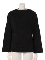 ケーブルニットソーボトルネックプルオーバー/チャコール