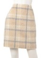 シャギーチェックタイトミニスカート/ベージュ