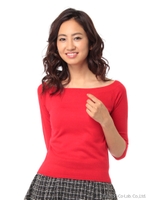 ショート丈オフショルニット/グレー