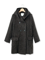 ダブルボタンフードコート/チャコールグレー(014)