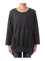 チェック柄ポケットつきカットソープルオーバー/ブラック(219)