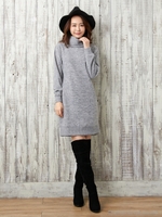 肉厚ミル起毛オフタートル/OP/グレー