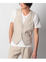 麻混ベスト/ライトベージュ(051)