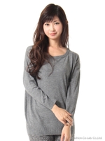 無地ゆるニットTOPS/モクグレー