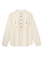 [L]ダブルポケットジョーゼットブラウス/オフホワイト(003)