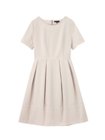 [L]ハイウエストプリーツワンピース/ライトベージュ(051)