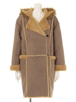 【ROSE BUD】FAKE MOUTON DROP/S HOODED COAT/BROWN