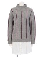 インナーSETストライプニットワンピース/ネイビー