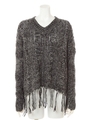 ケーブルフリンジニットTOPS/ＧＲＡＹ