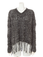 ケーブルフリンジニットTOPS/ＧＲＡＹ