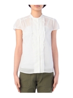 ストライプピンタックフリルブラウス/ホワイト(001)