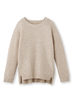 スパンコール編みニットプルオーバー/ベージュ(052)