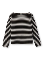 スラッシュドネックボーダーカットソー/ブラック(319)