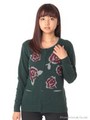ドローイングローズハンド刺繍カーディガン/ベージュ