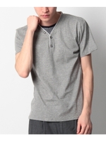 レイヤード風ヘンリーネックTシャツ/グレー(012)