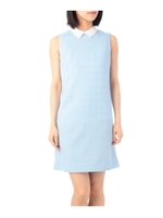 衿付きステッチチェックワンピース/サックス(590)