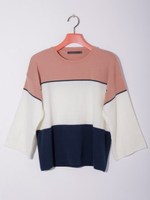 配色ニットセーター/Pink