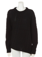 変形ケーブル編みニットプル/カーキ