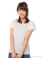 ・袖レースボーダープルオーバー/Light Gray Mixture