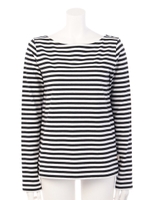【BED&BREAKFAST】Block Stripe Boat-neck/BLACKmix