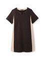 サイド配色切り替え半袖ワンピース/チャコールグレー(014)