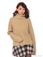 タートルネック 5G畦 ドロップショルダーニット/ハイ