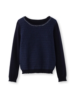 ネック装飾切り替えニットトップス/アイボリー(004)