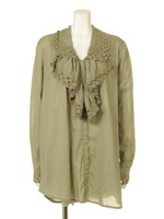 衿フリルブラウスワンピース/ネイビー