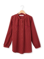 小紋柄チュニックシャツ/ボルドー(164)