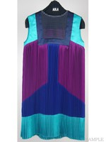 COLOR BLOCK PLEATS OP/ブルー