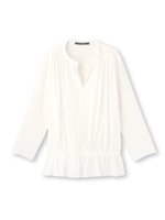 Munich ギャザーキーネックブラウス/オフホワイト(003)