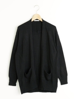 ウール混ドレープカーデ/ブルー