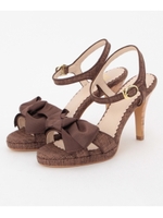 グログランリボンヒールサンダル/ダークブラウン(443)