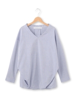 シャンブレー抜け衿コットンシャツ/ブルー(092)