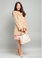 フェイクファーノーカラーコート/キャメル