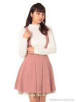 刺繍プリーツオーバースカート/カーキ