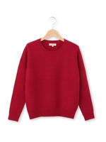 編み柄切り替えニット/ワインレッド(063)