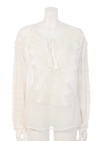 【LINE & DOT】LT1689A CROCHET BLOUSE/WHITE LT