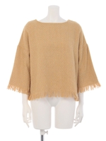 【Omekashi】ツイードフリンジプルオーバー/グレー