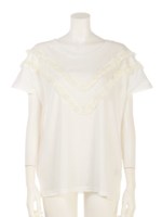 【Shelly island】フリンジ付Tシャツ/ホワイト