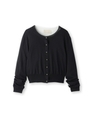 バイカラーショート丈ニットカーディガン/ブラック(519)
