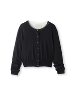 バイカラーショート丈ニットカーディガン/ブラック(519)