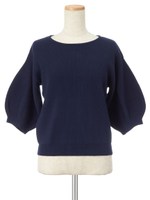 ボリュームスリーブカラーニット/ネイビー