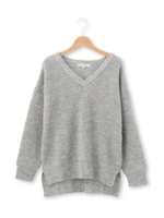 畦編みスリットニット/ベージュ(052)